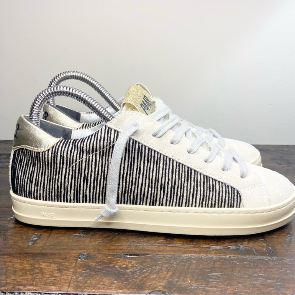 P448 Women’s John Swing Sneakers Metallic Gold Black Cream Size EU 35
